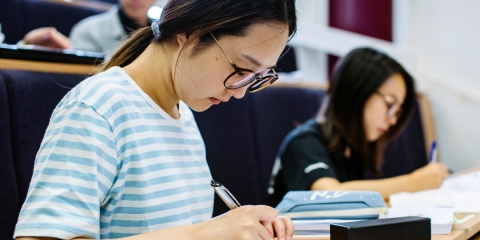 Female students in lecture halls